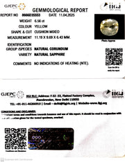 6.56/CT Natural Yellow Sapphire With Govt Lab Certificate